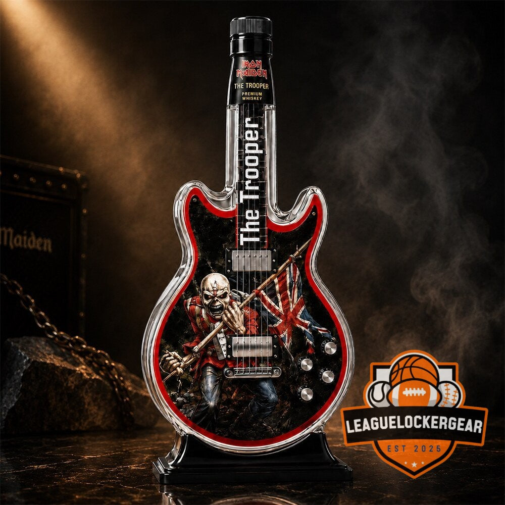 Iron Maiden The Trooper Guitar Shaped Whiskey Bottle