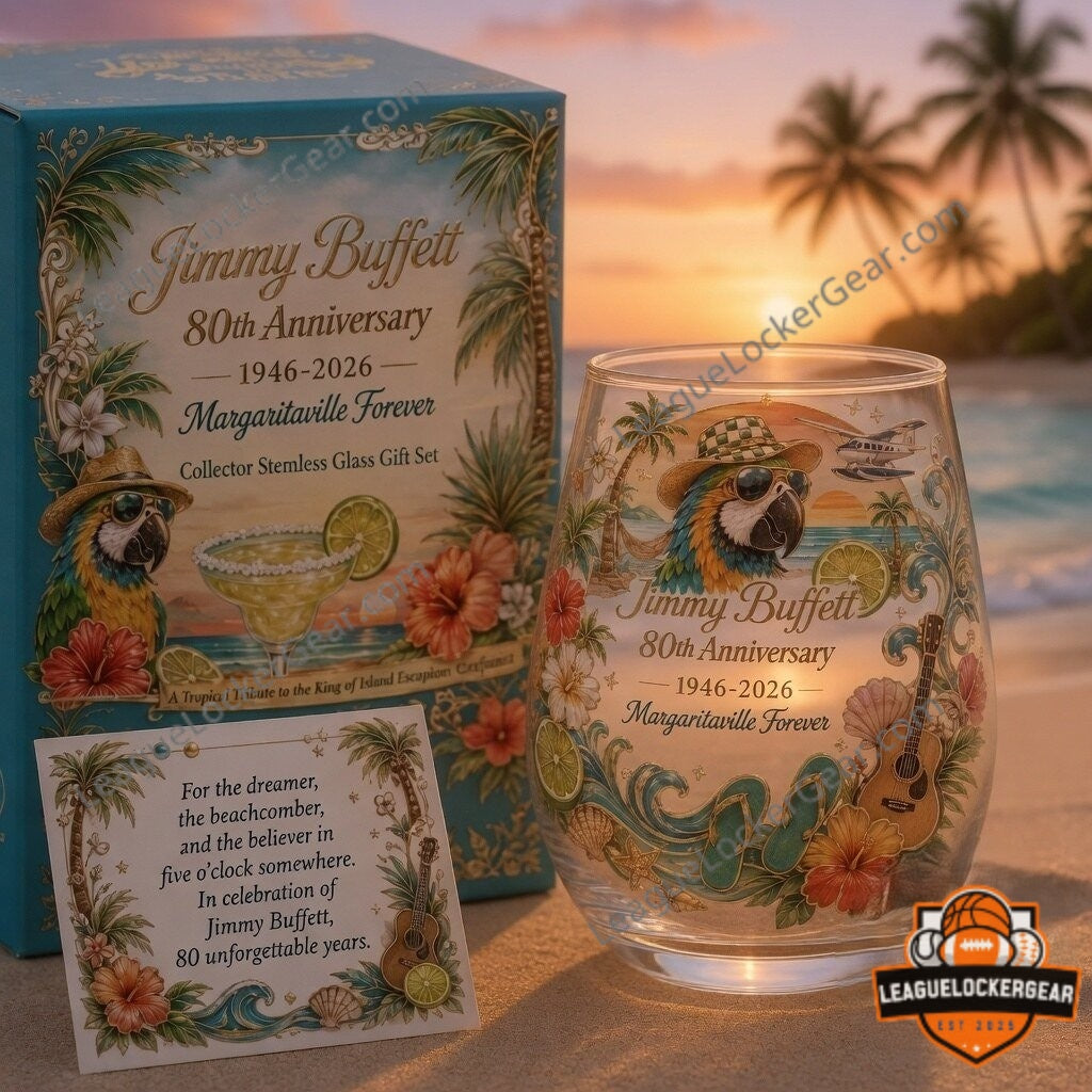 Jimmy Buffett 80th Anniversary 1946-2026 Margaritaville Glass