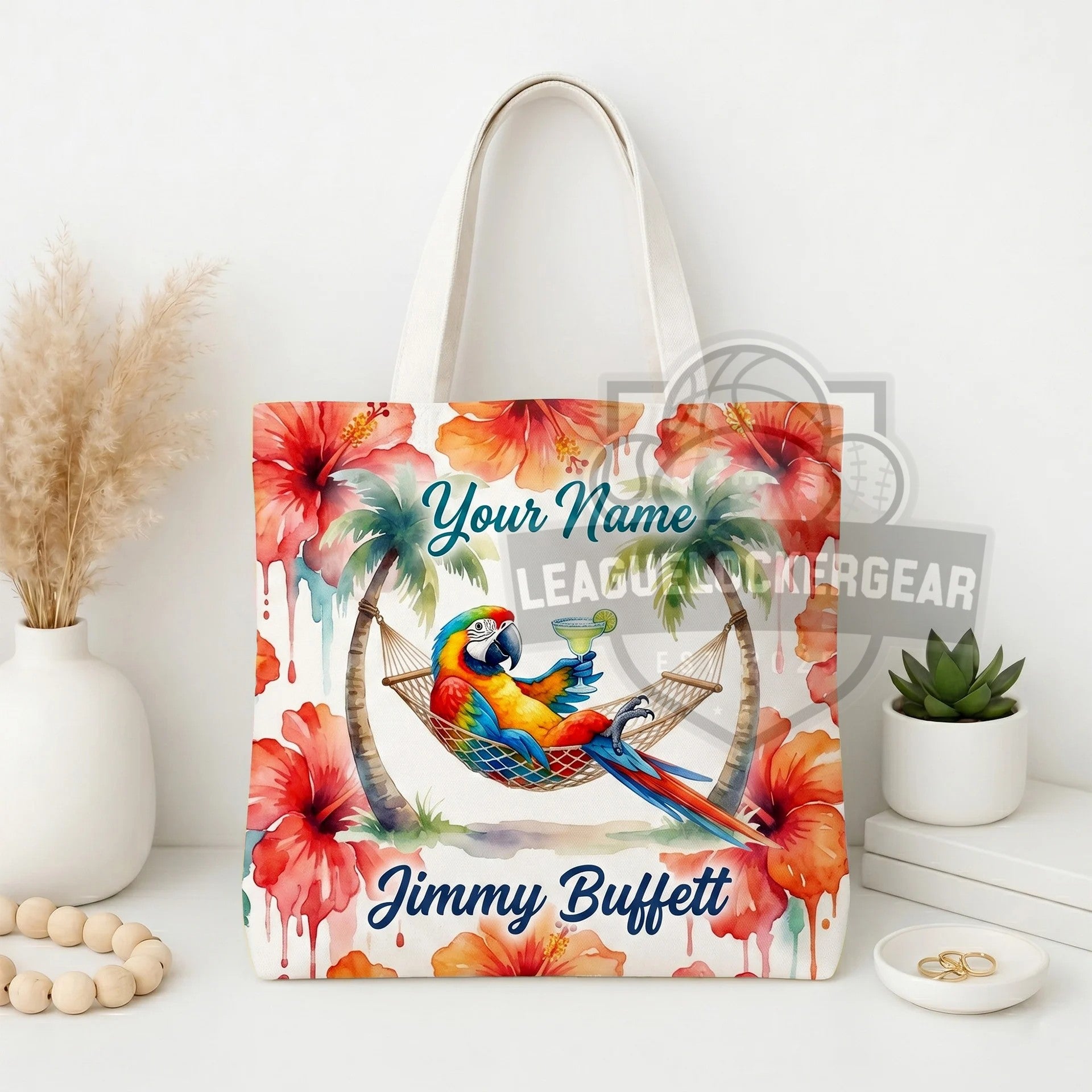 Jimmy Buffett Custom Name Parrot In Hammock Tote Bag