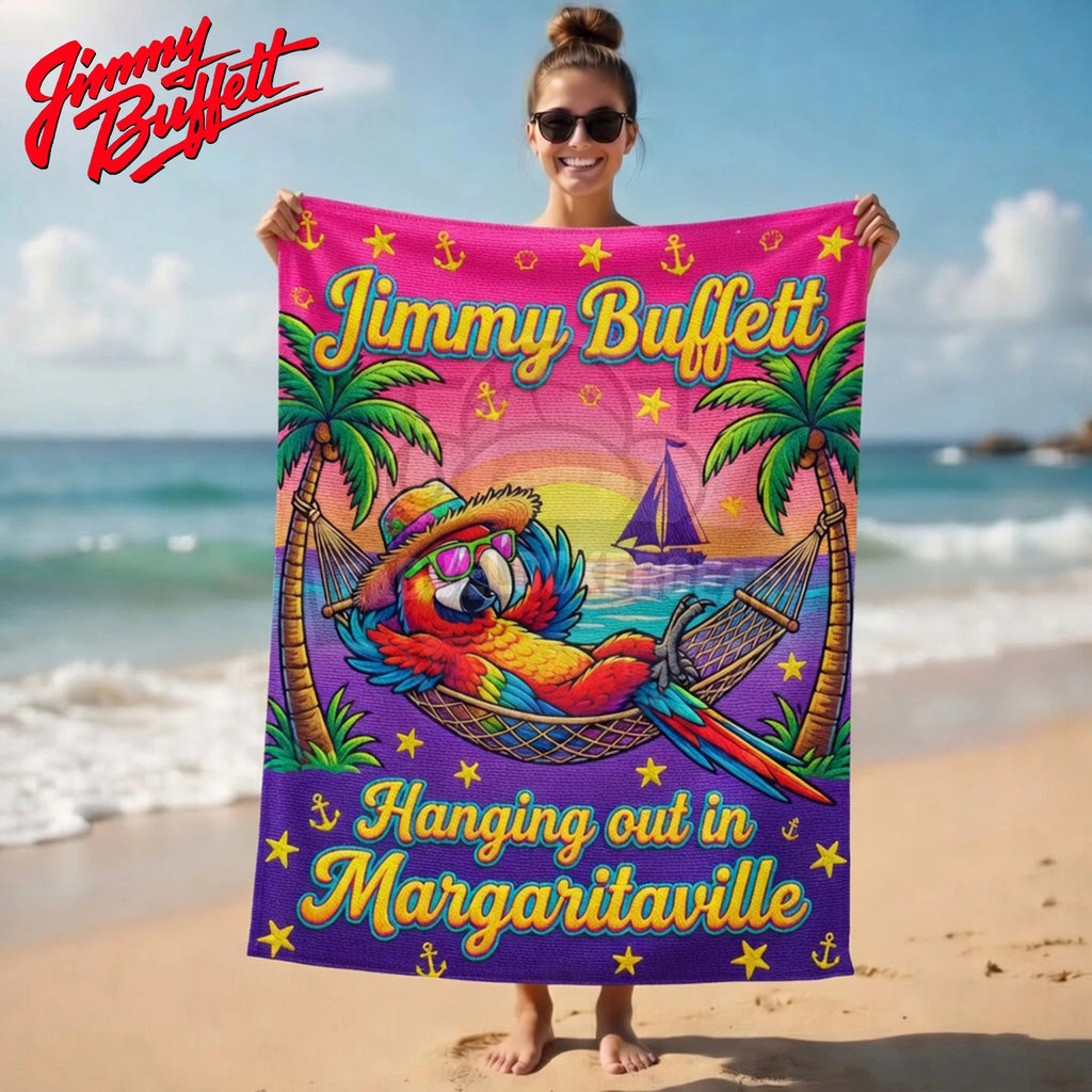 Jimmy Buffett Hanging out in Margaritaville Beach Towel