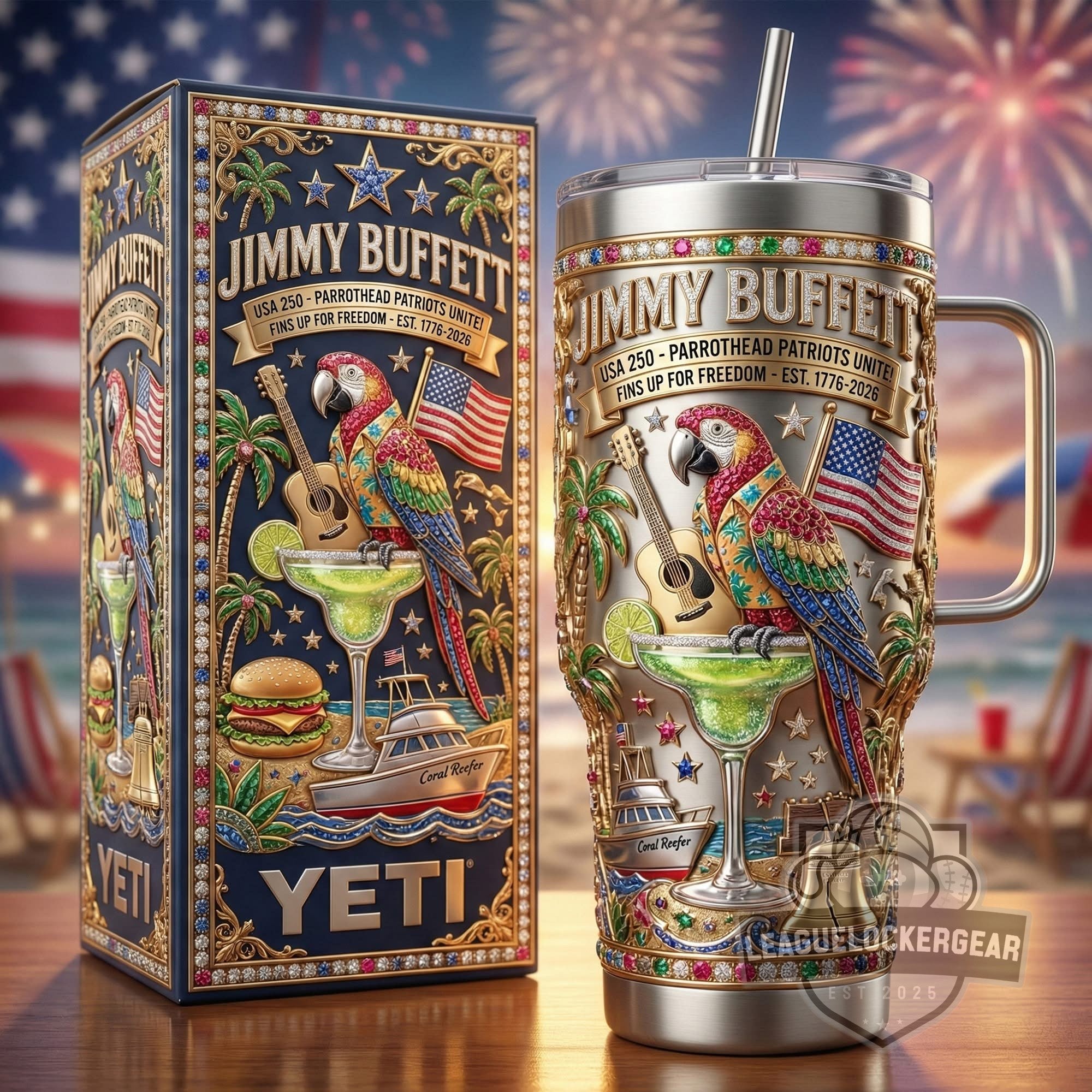Jimmy Buffett USA 250 Parrothead Patriot Tumbler Cup
