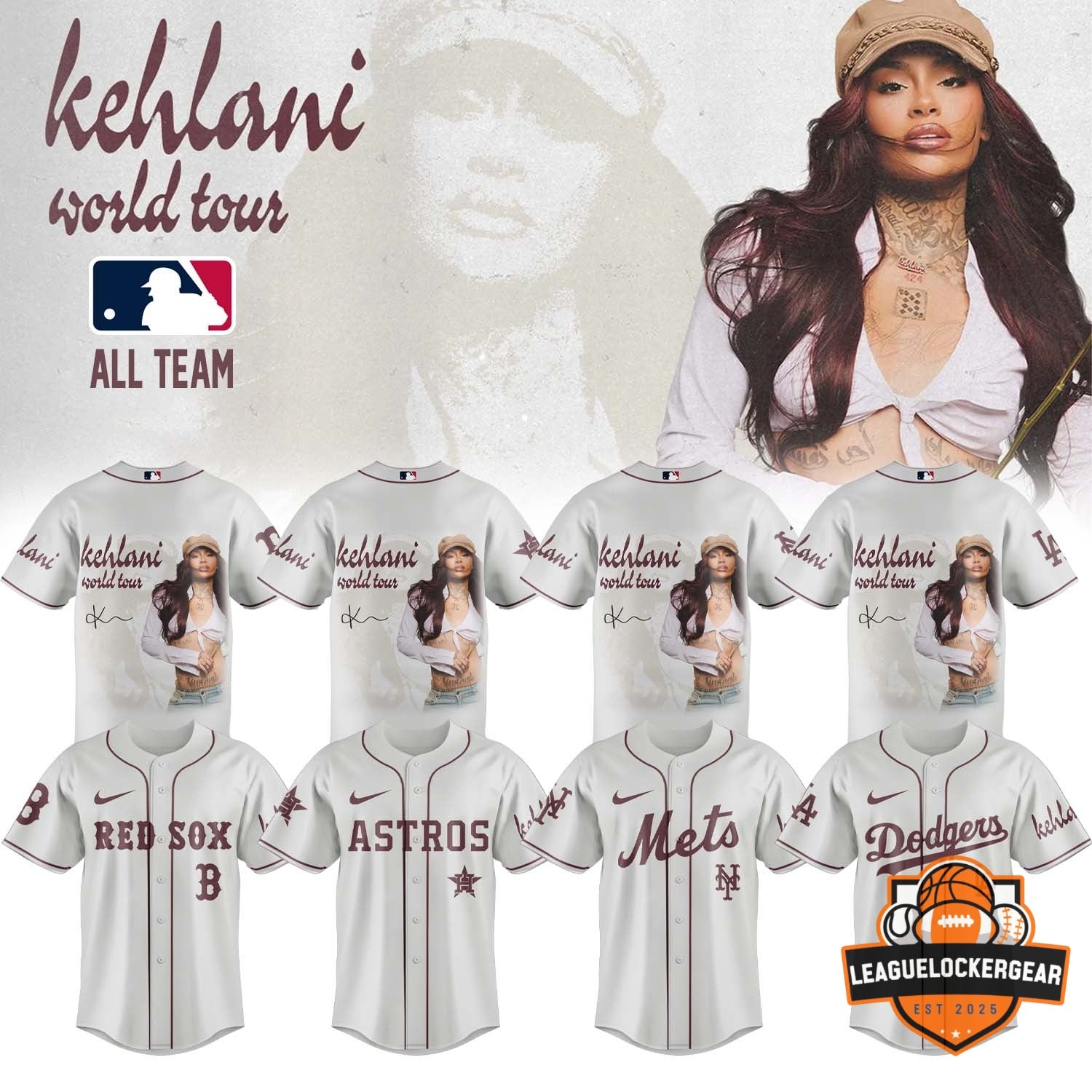 Kehlani World Tour x All Team MLB Baseball Jersey