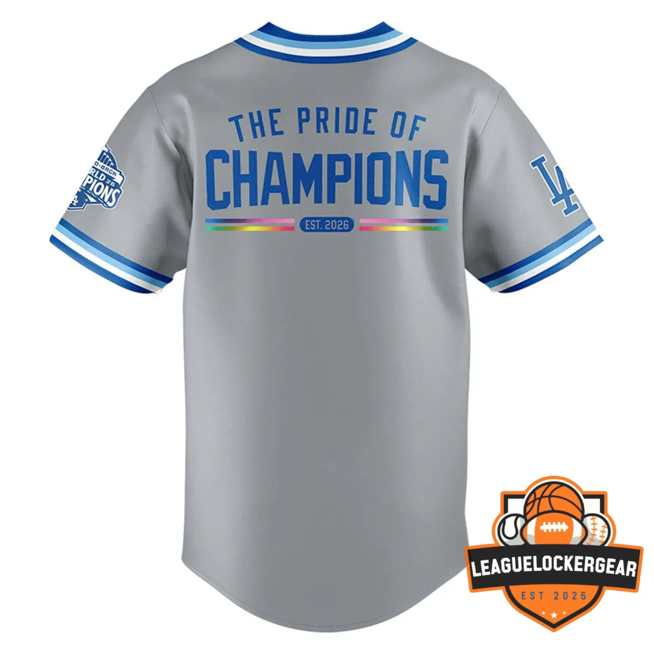 Los Angeles Dodgers Pride Champions EST 2026 Baseball Jersey