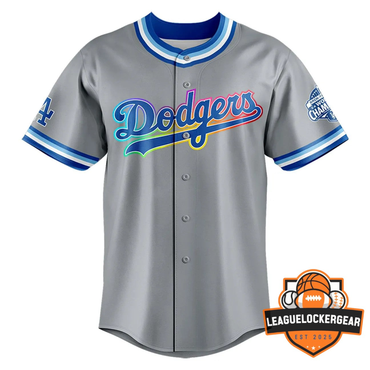 Los Angeles Dodgers Pride Champions EST 2026 Baseball Jersey