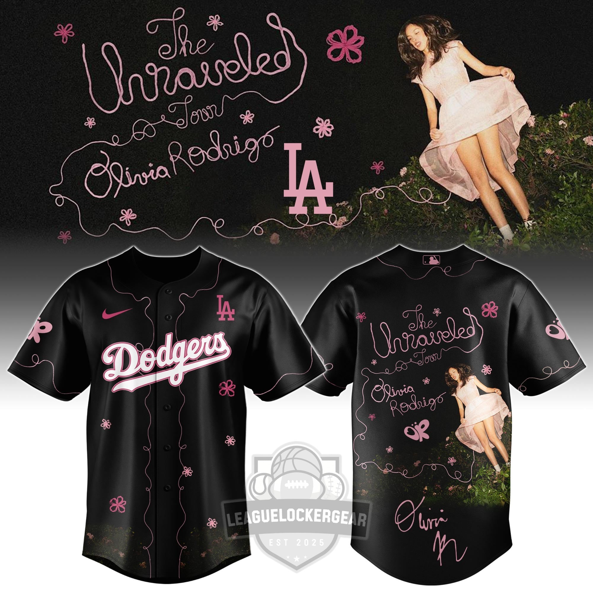 Los Angeles Dodgers The Unraveled Tour Olivia Rodrigo Baseball Jersey