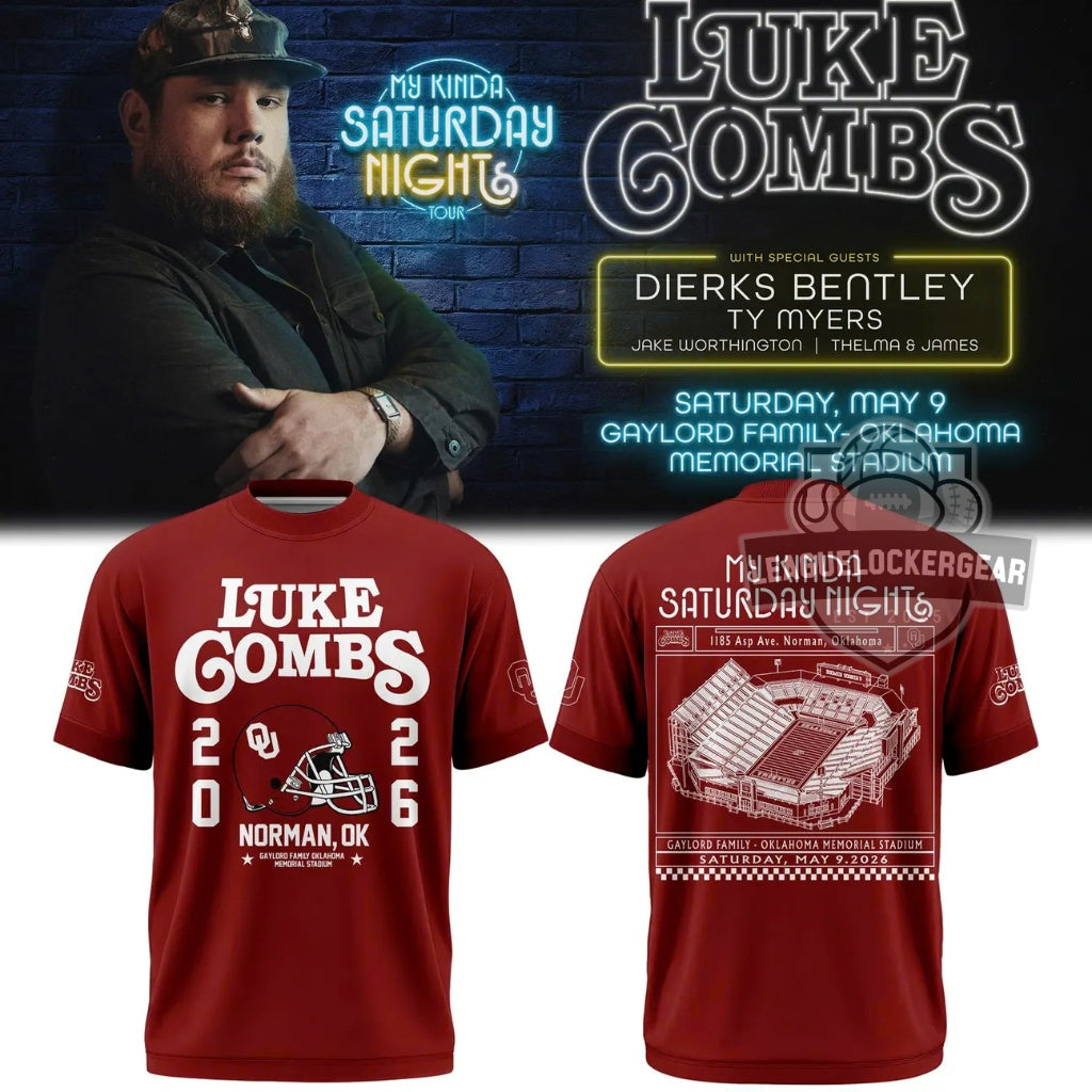 Luke Combs My Kinda Saturday Night Tour 2026 Oklahoma Memorial Stadium T-Shirt