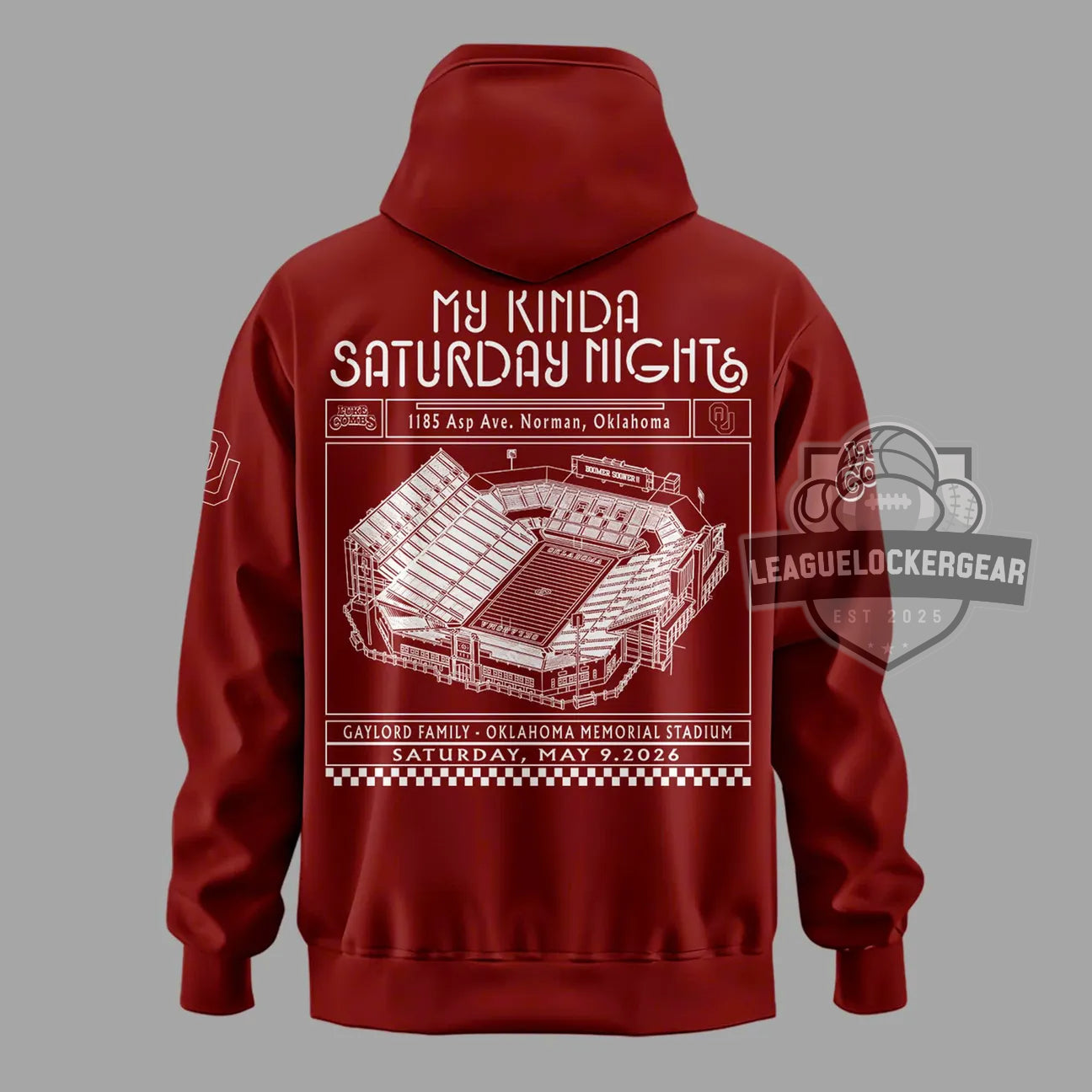 Luke Combs Oklahoma Sooners My Kinda Saturday Night Tour Oklahoma Memorial Stadium Hoodie