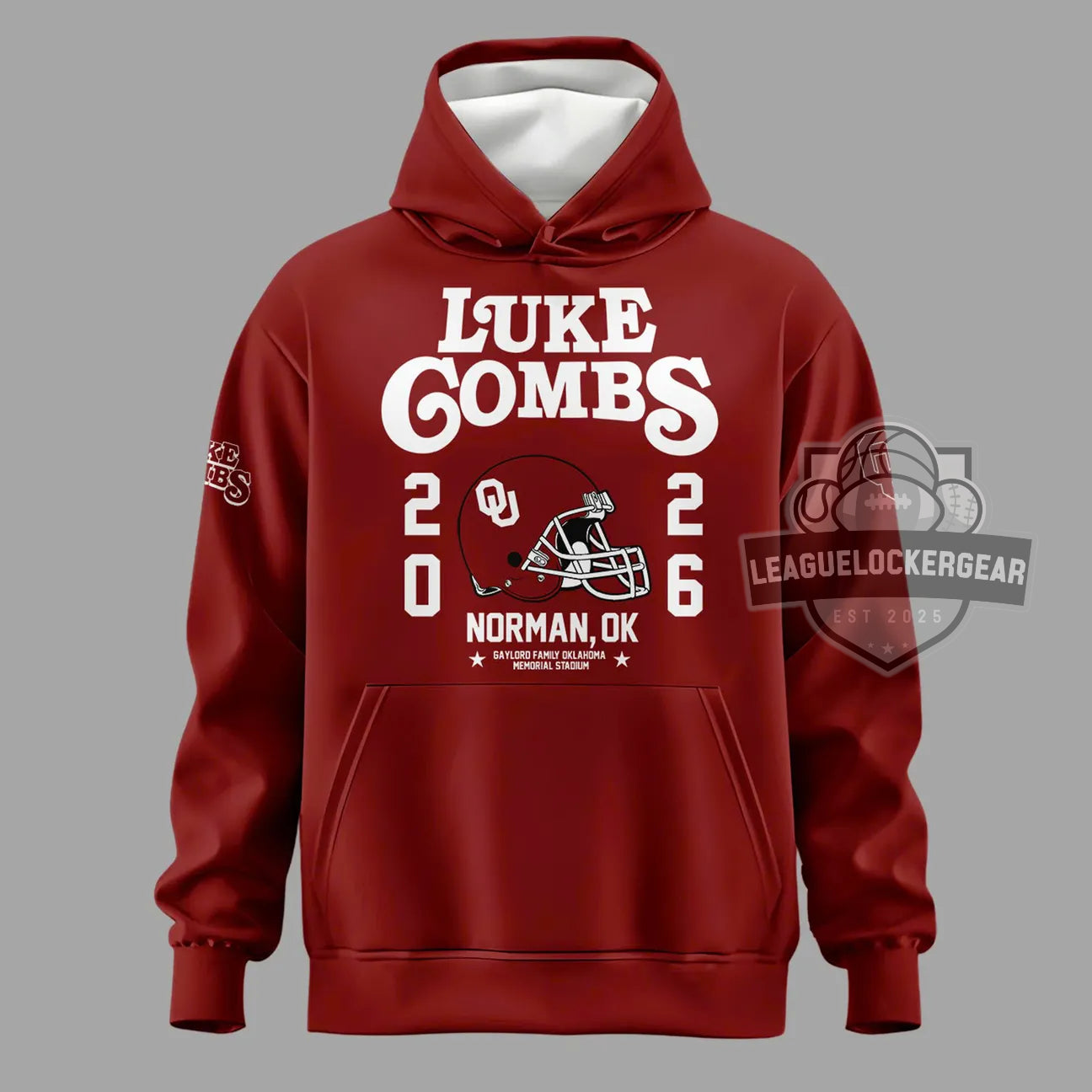 Luke Combs Oklahoma Sooners My Kinda Saturday Night Tour Oklahoma Memorial Stadium Hoodie