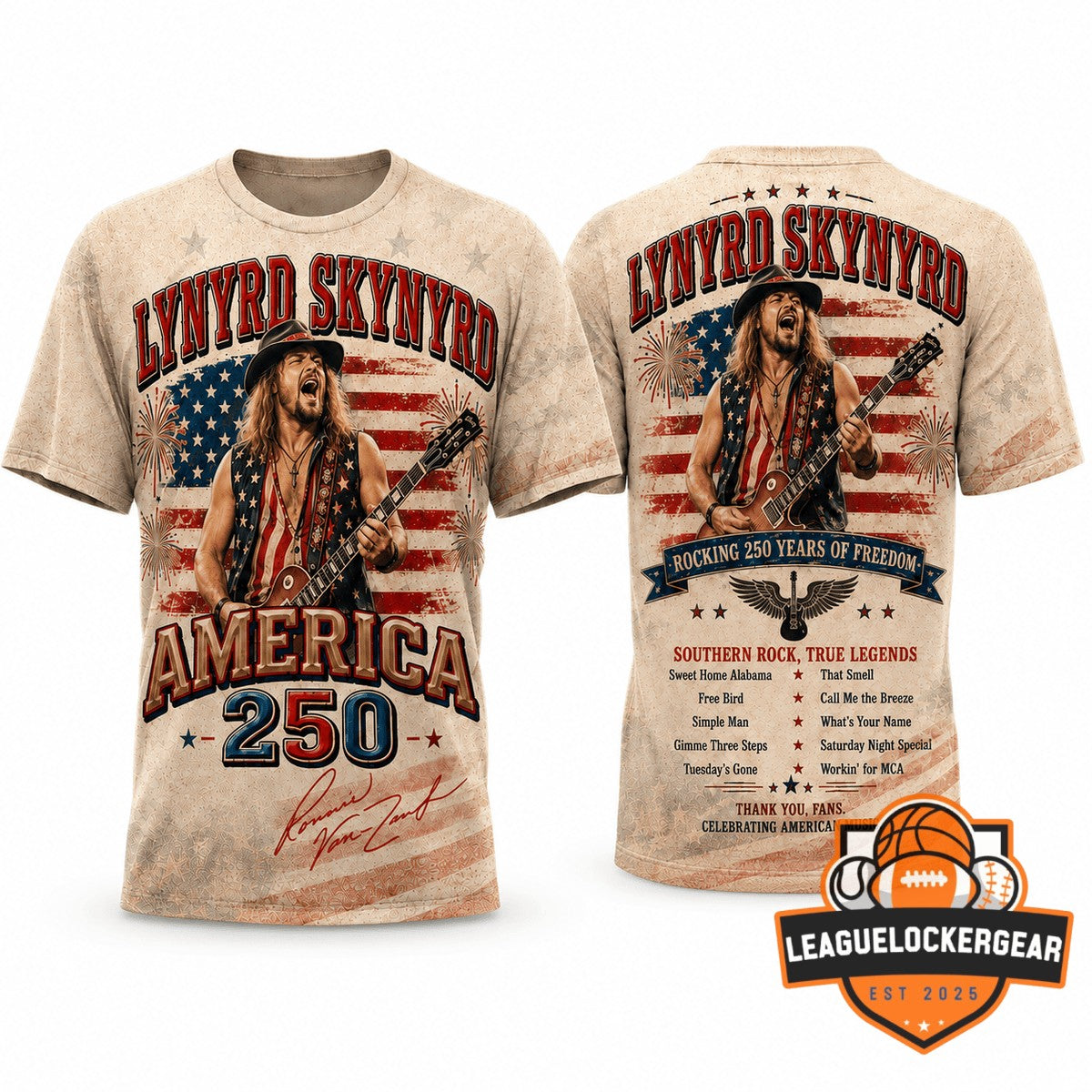 Lynyrd Skynyrd 250th America Anniversary Ronnie Van Zant T-Shirt