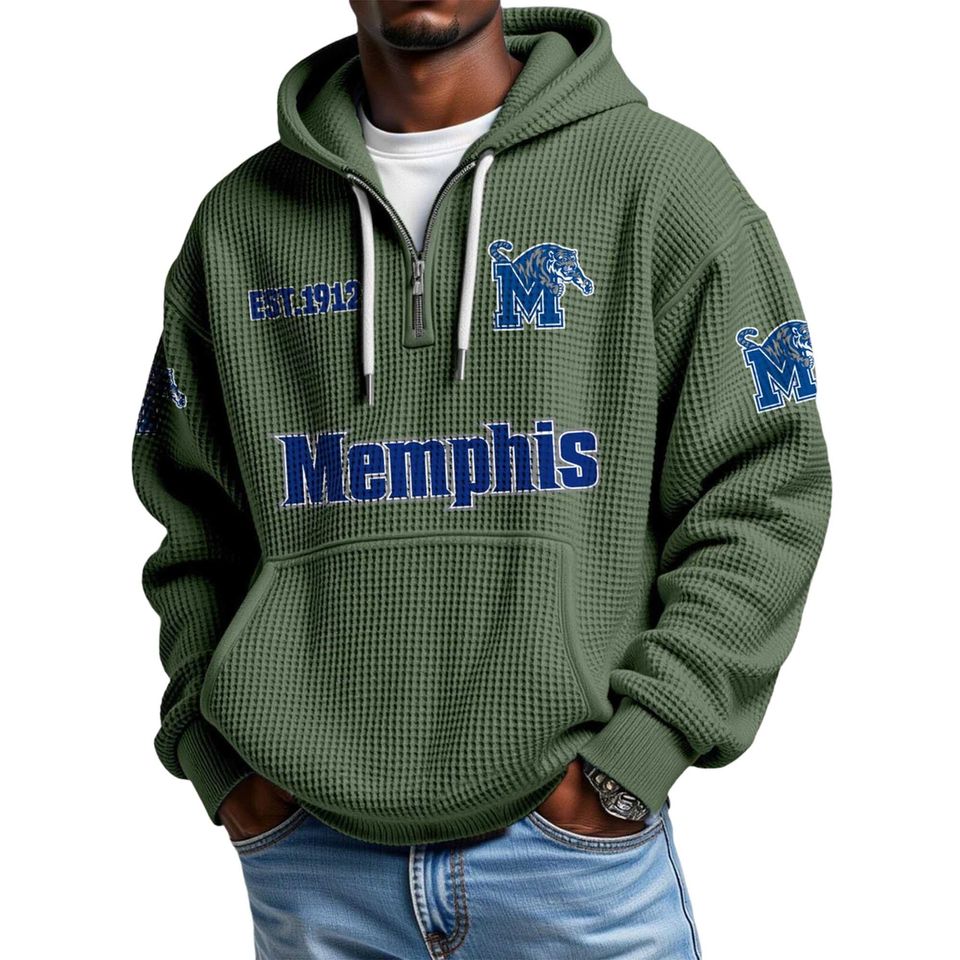 Memphis EST 1912 Quarter Zip Waffle Hoodie