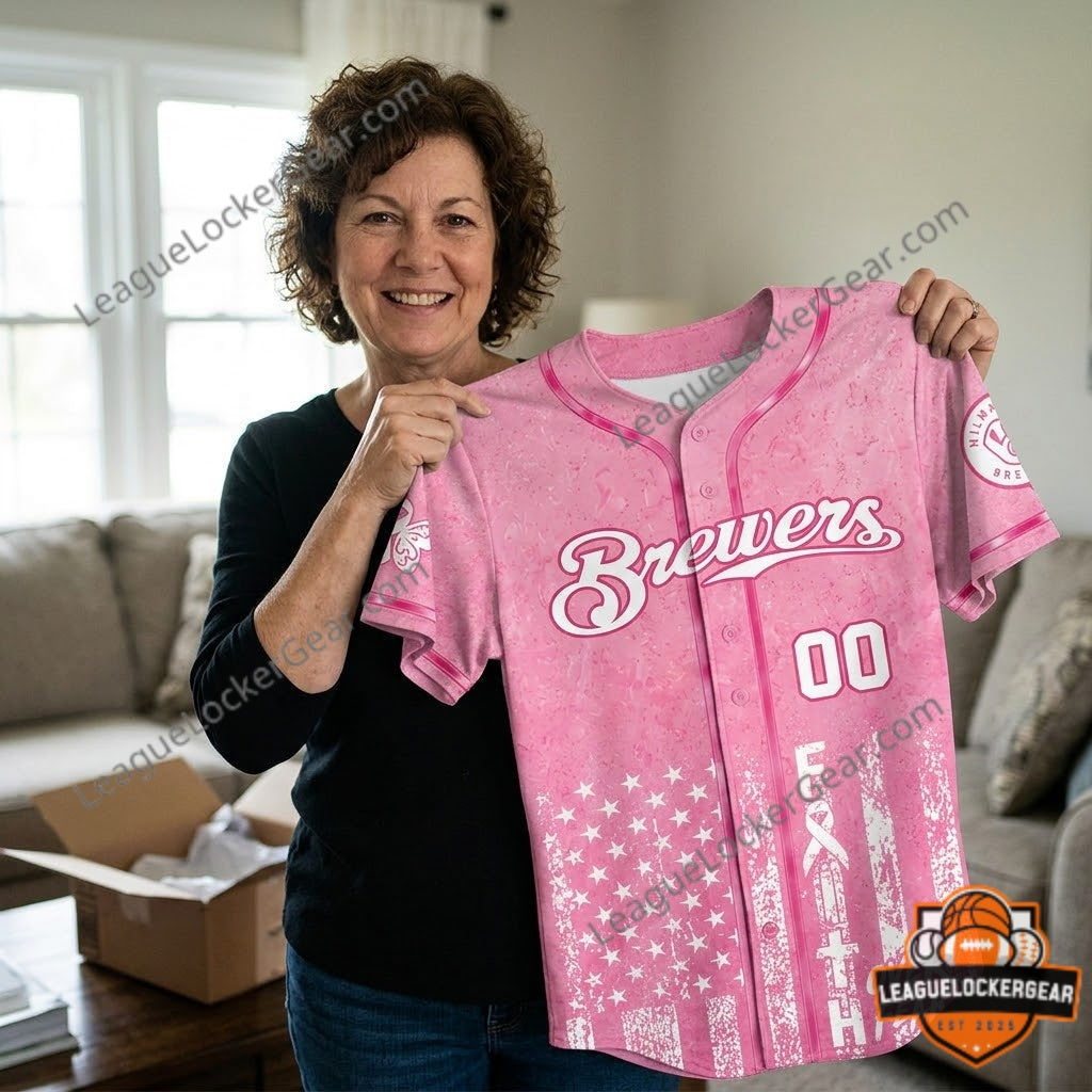 Milwaukee Brewers Breast Cancer Awareness Baseball Jersey