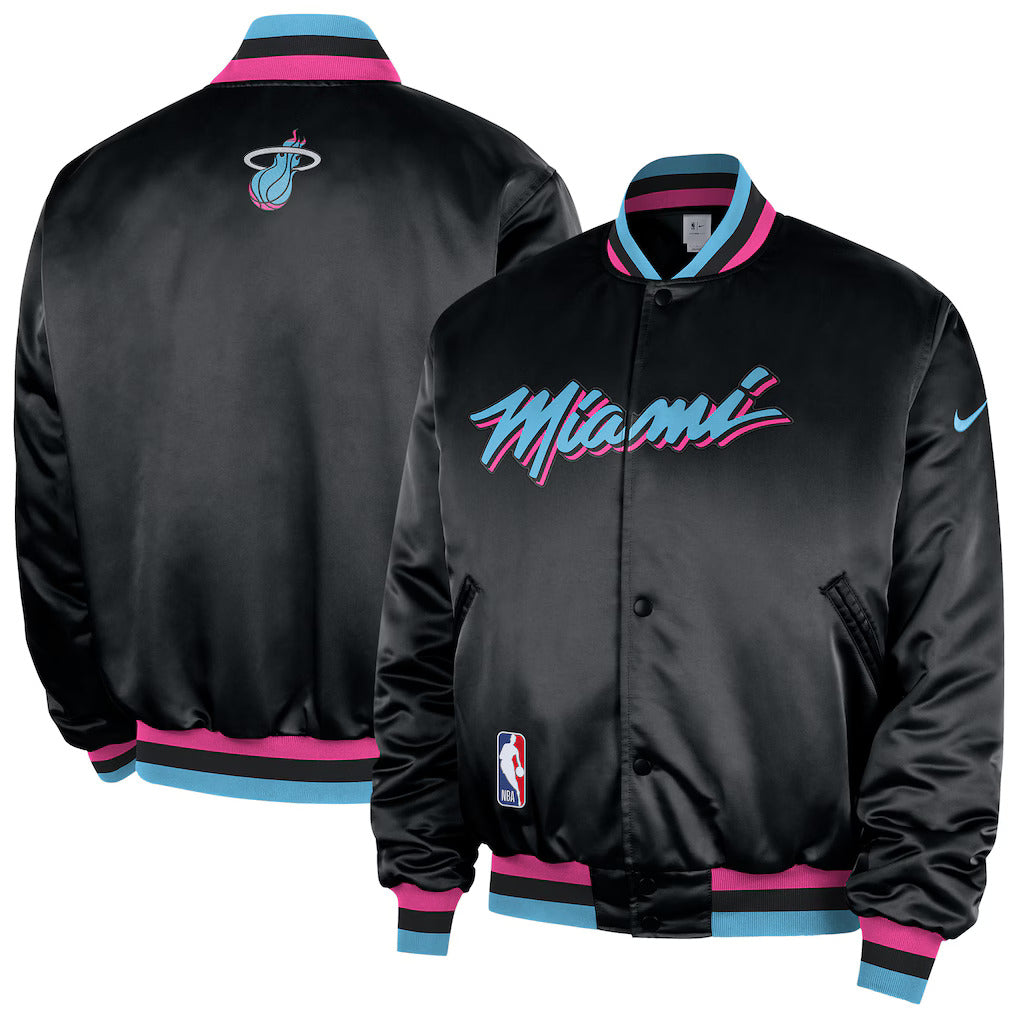 Miami Heat 2025/26 City Edition Remix Courtside Bomber Jacket – Full-Snap
