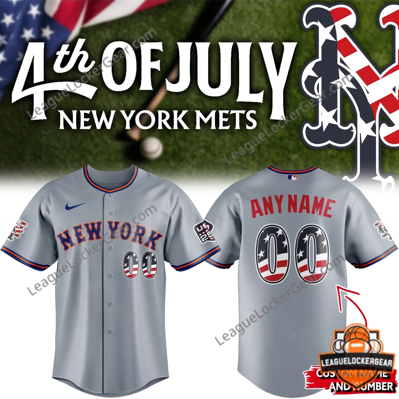 New York Mets 4th of July Baseball Jersey
