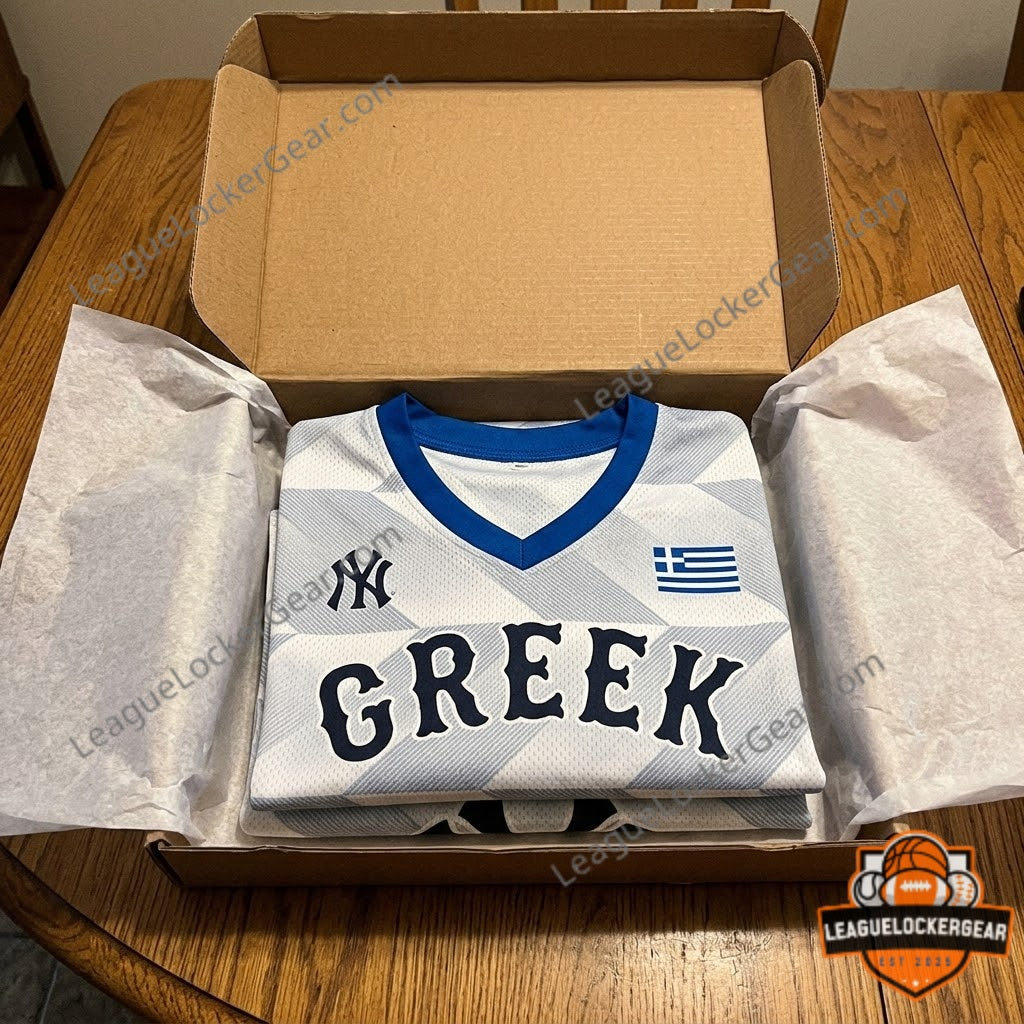 New York Yankees Greek American Night Baseball Jersey