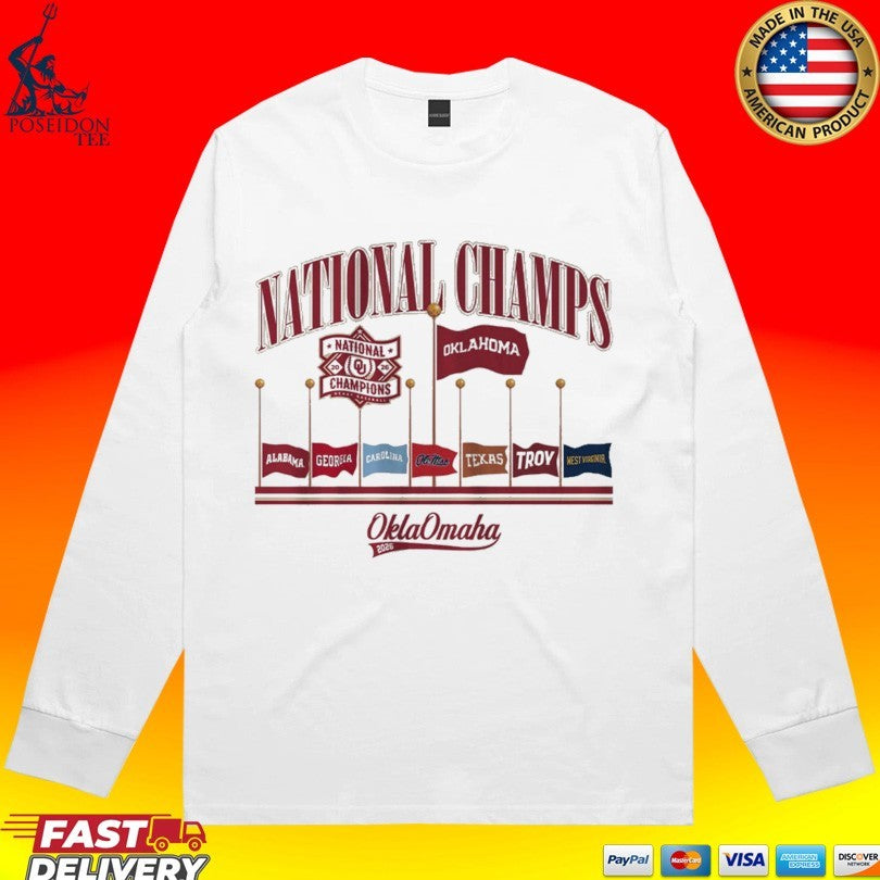 Oklahoma Baseball 2026 National Champions Omaha Flags T-shirt