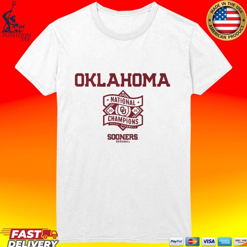 Oklahoma Baseball 2026 National Champions Text Logo Stack T-shirt
