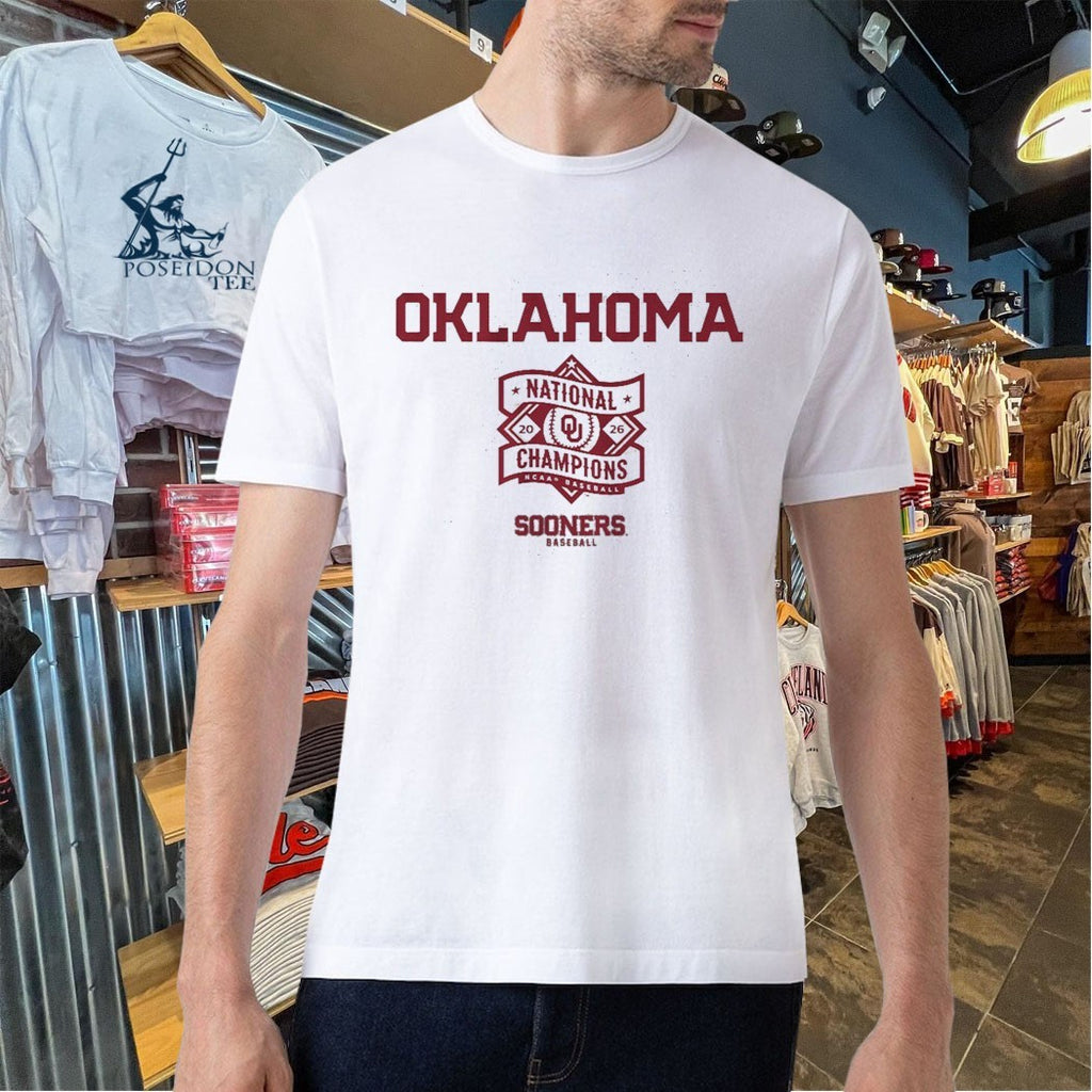 Oklahoma Baseball 2026 National Champions Text Logo Stack T-shirt
