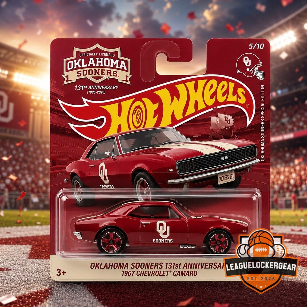Oklahoma Sooners 131st Anniversary Hot Wheels 1967 Chevrolet Camaro Die-Cast Car