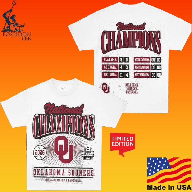 Oklahoma Sooners 2026 Ncaa Baseball Men’s College World Series Champions Schedule T-shirt