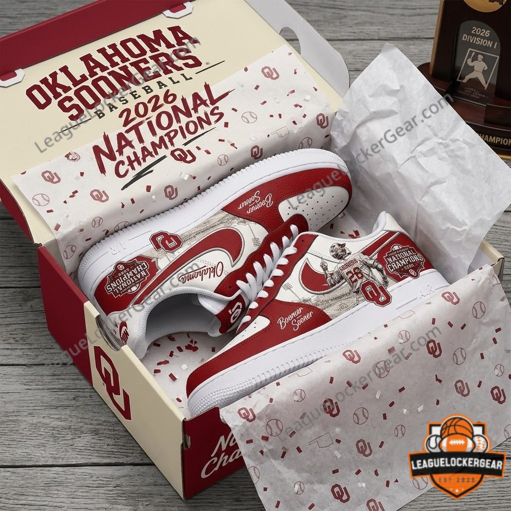 Oklahoma Sooners Baseball 2026 National Champions Custom AF1 Shoes