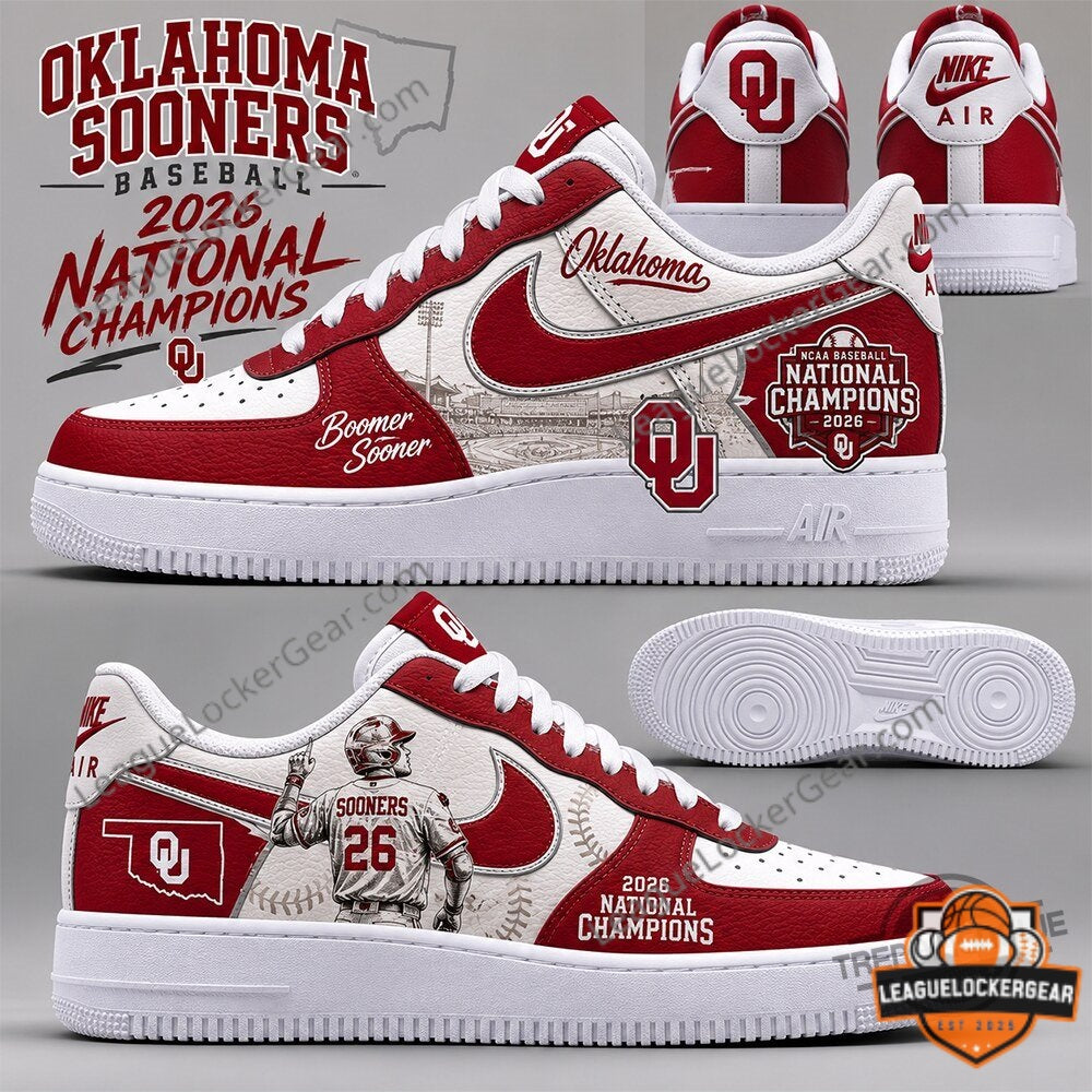 Oklahoma Sooners Baseball 2026 National Champions Custom AF1 Shoes
