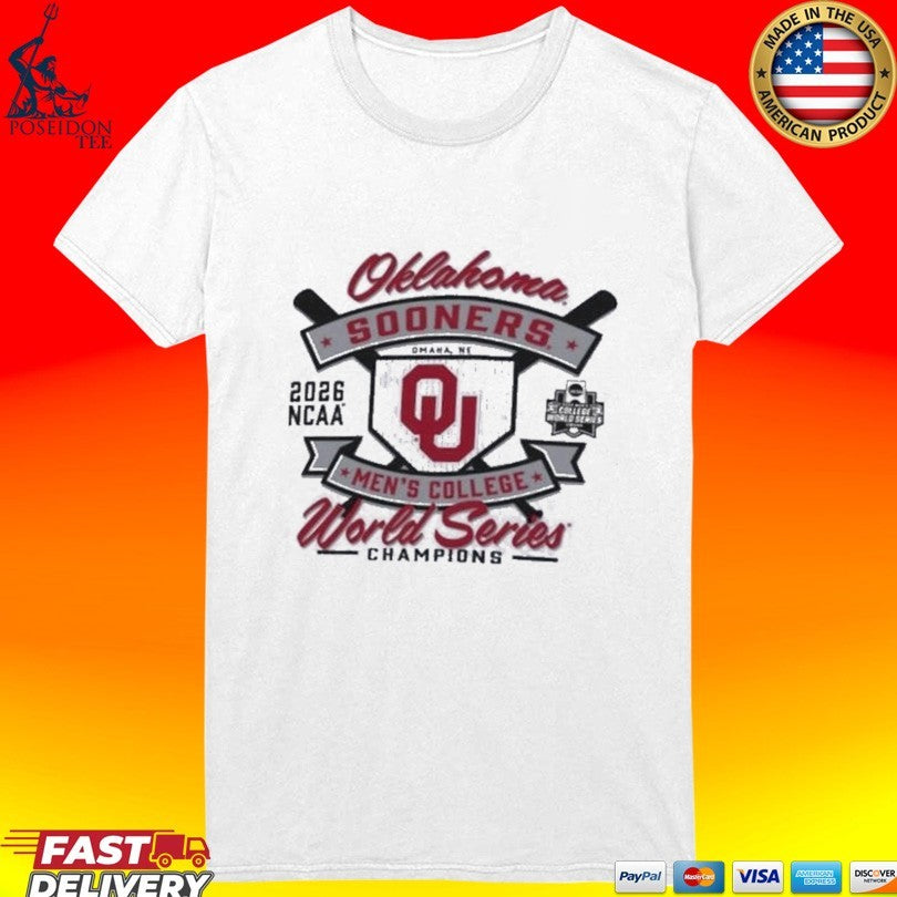 Oklahoma Sooners Champion 2026 Ncaa Baseball Men’s College World Series Champions Cropped Boyfriend T-shirt