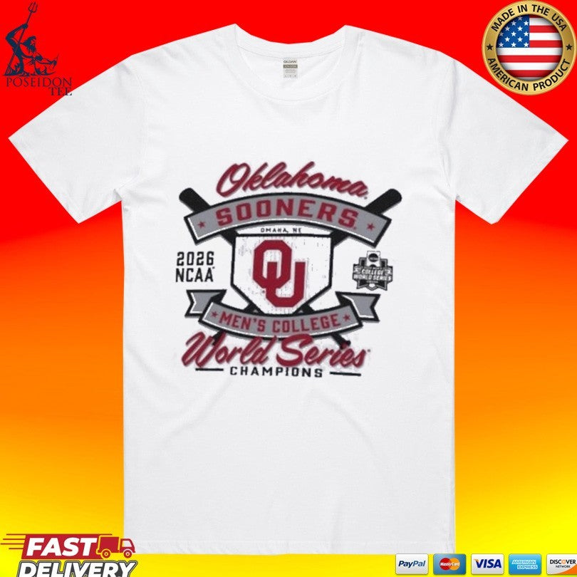 Oklahoma Sooners Champion 2026 Ncaa Baseball Men’s College World Series Champions Cropped Boyfriend T-shirt