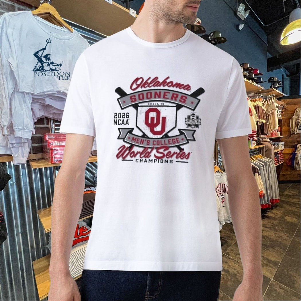 Oklahoma Sooners Champion 2026 Ncaa Baseball Men’s College World Series Champions Cropped Boyfriend T-shirt