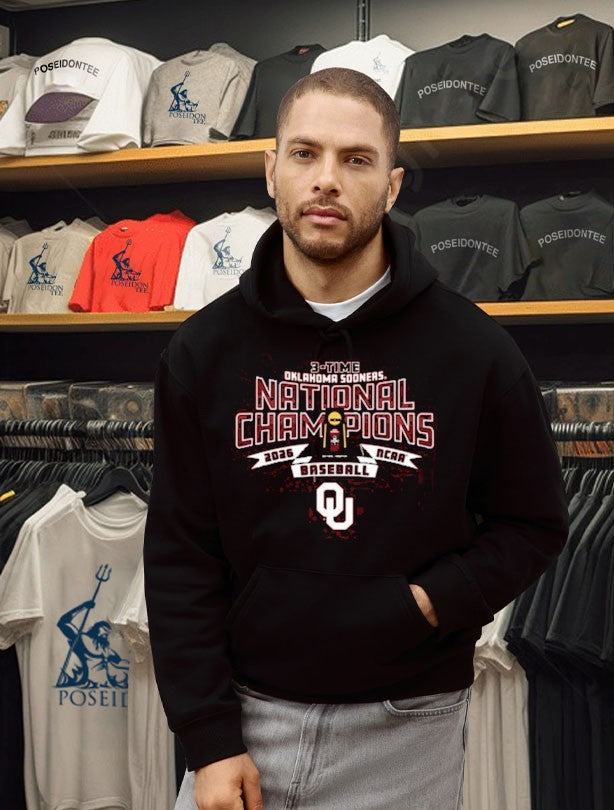 Oklahoma Sooners Crimson 2026 College World Series 3-time Champions T-shirt