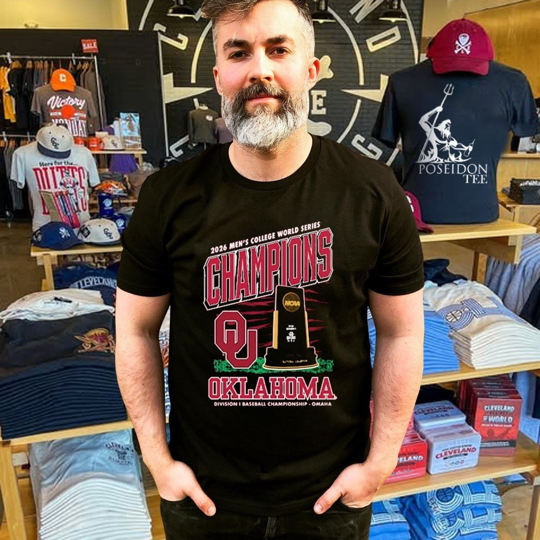 Oklahoma Sooners Crimson 2026 College World Series Champions Trophy T-shirt