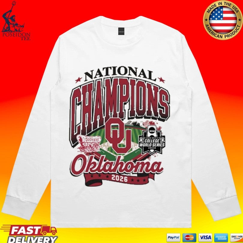 Oklahoma Sooners Ivory 2026 College World Series Champions Stretch T-shirt