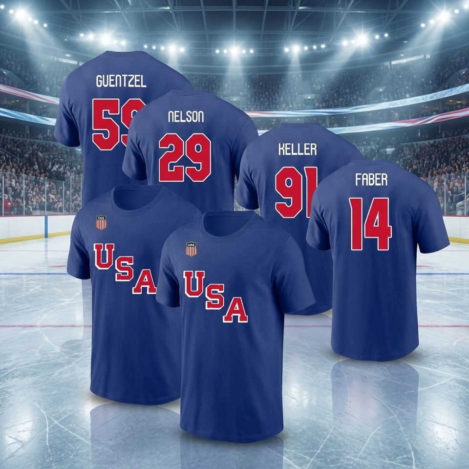 US Hockey 2026 Team Name & Number Players Winter Olympic Unisex Gifts For Fans