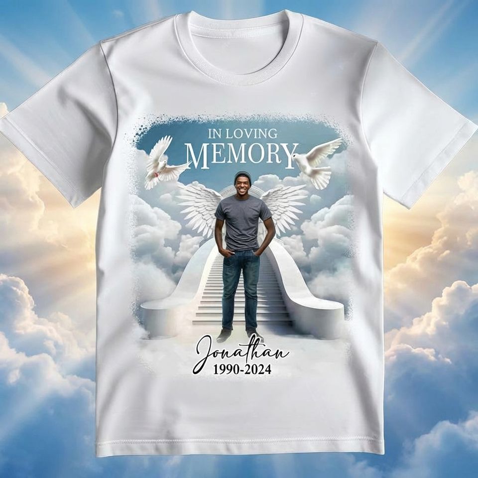 Memorial Upload Photo Angel Wings, In Loving Memory Personalized Shirt