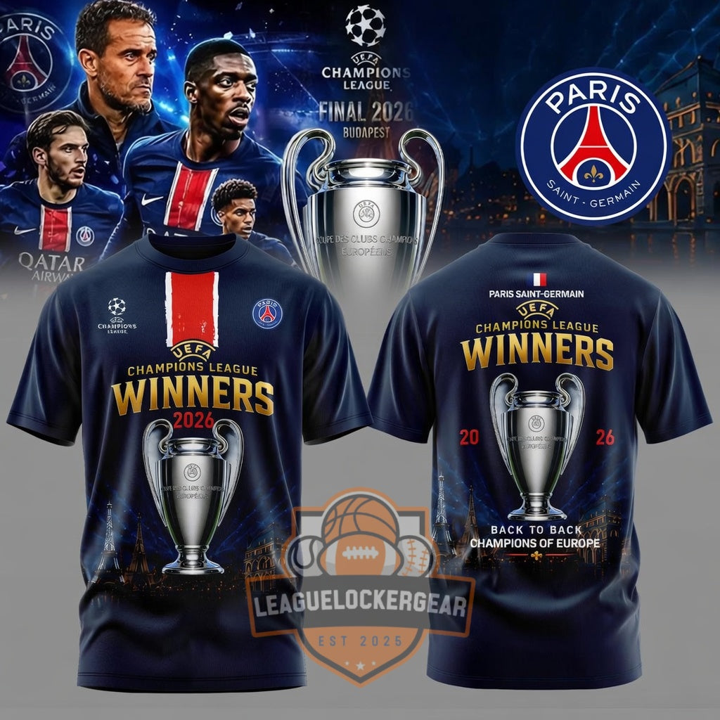 Paris Saint-Germain Champions League Winners 2026 Back to Back Champions Hoodie
