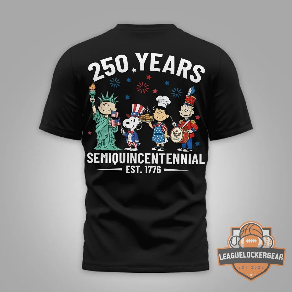 Peanuts Characters 250 Years of Freedom Semiquincentennial 1776-2026 T-Shirt