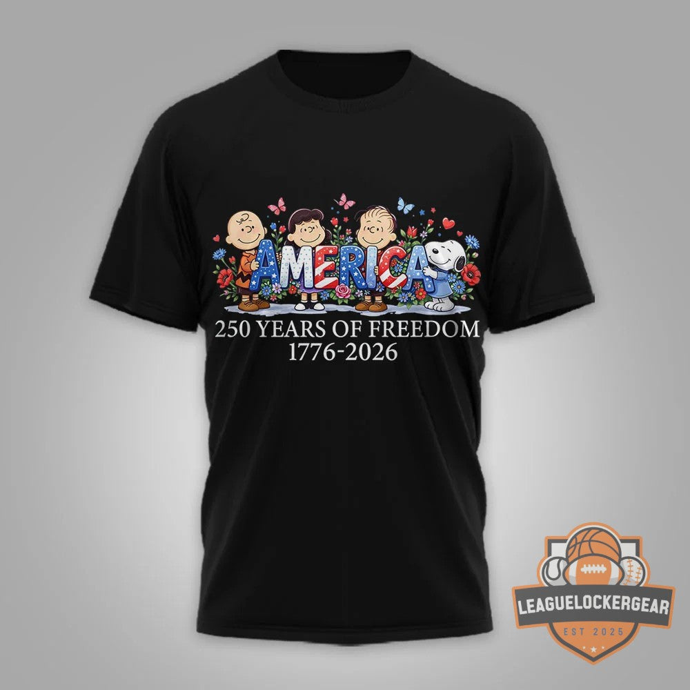 Peanuts Characters 250 Years of Freedom Semiquincentennial 1776-2026 T-Shirt