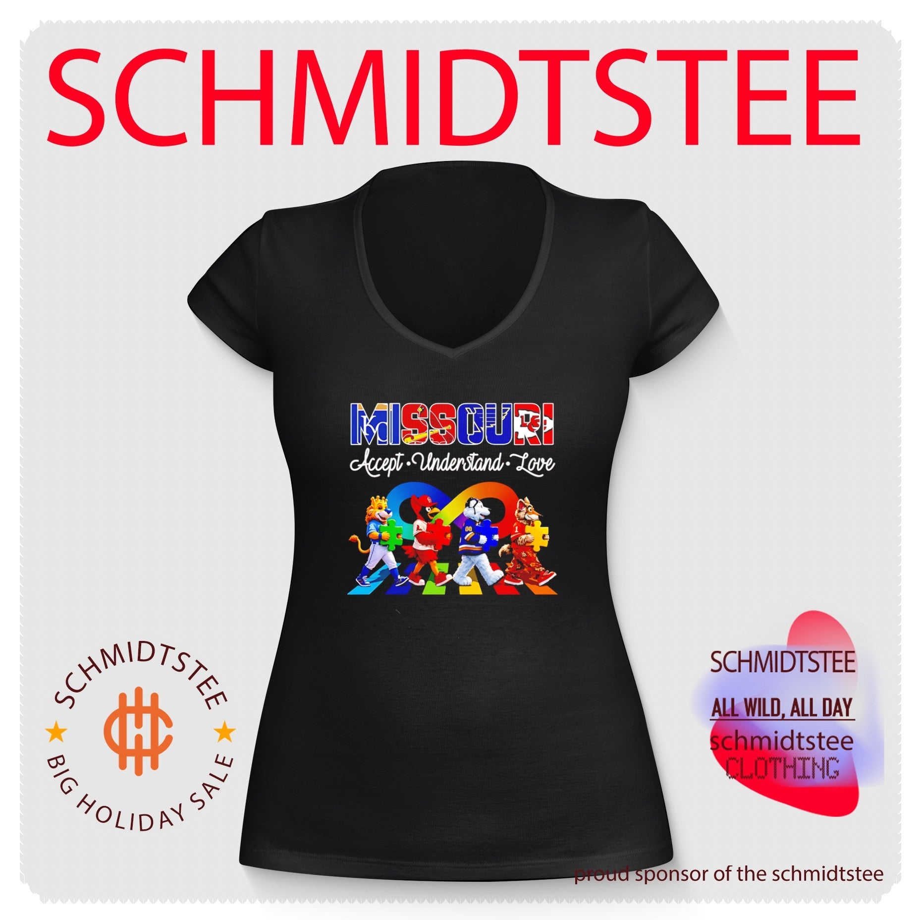 Missouri Accept Understand Love with Kansas City Royals Cardinals Blues and Chiefs Mascots shirt