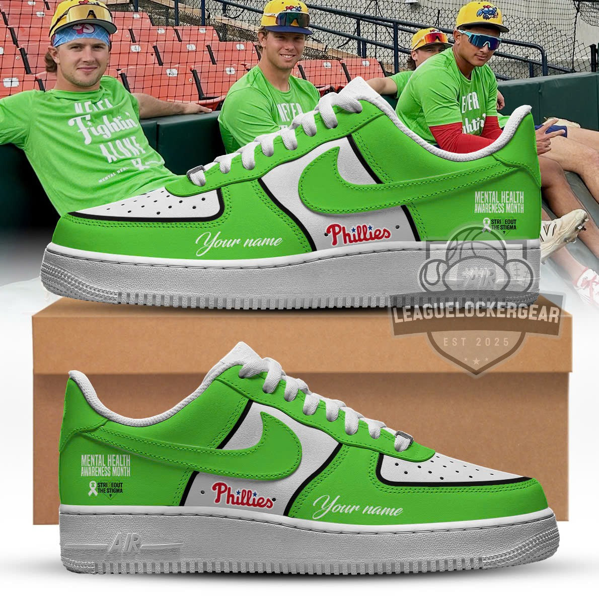 Philadelphia Phillies Mental Health Awareness Month Custom Sneakers