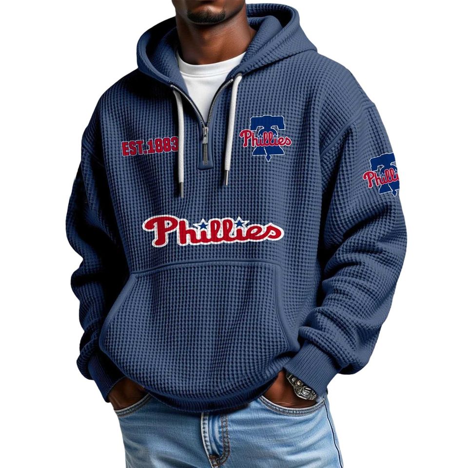 Phillies EST 1883 Quarter Zip Waffle Hoodie