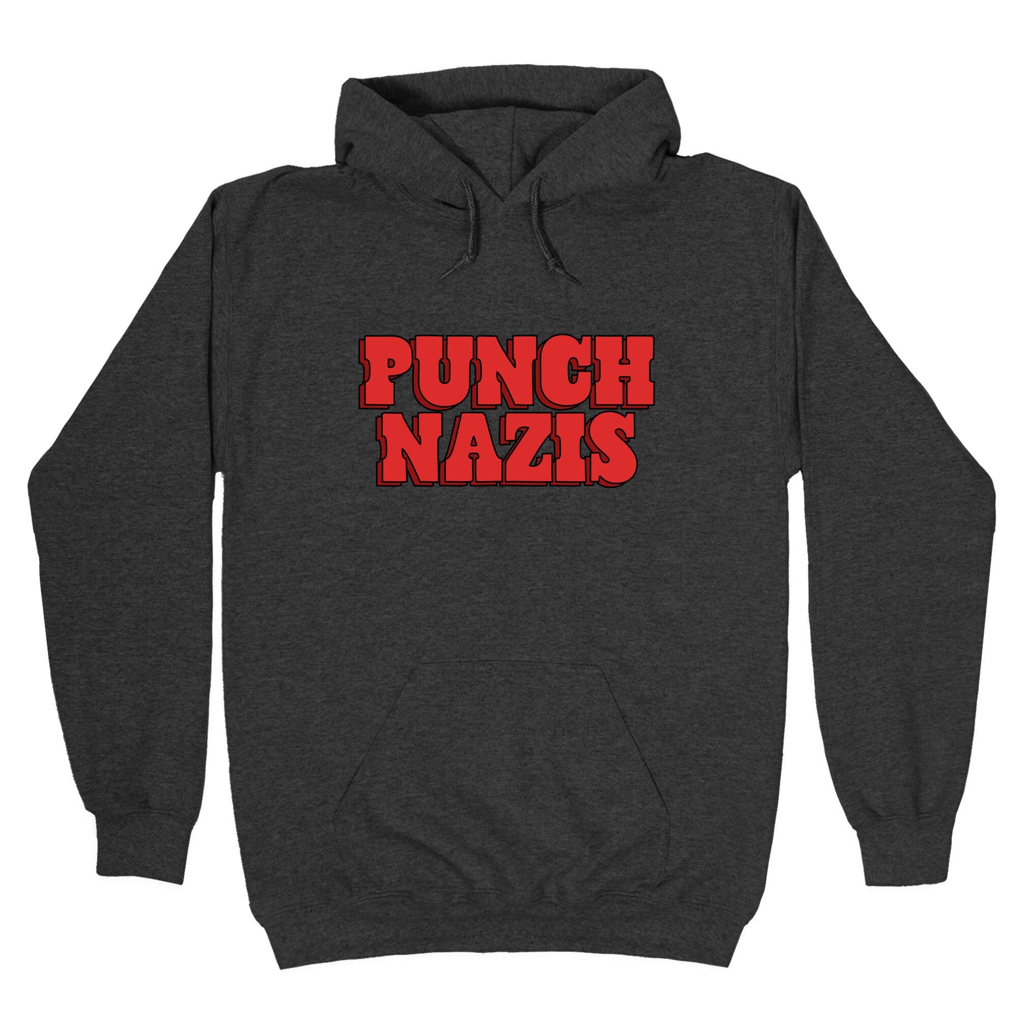 Punch Nazis Red Text Hoodie