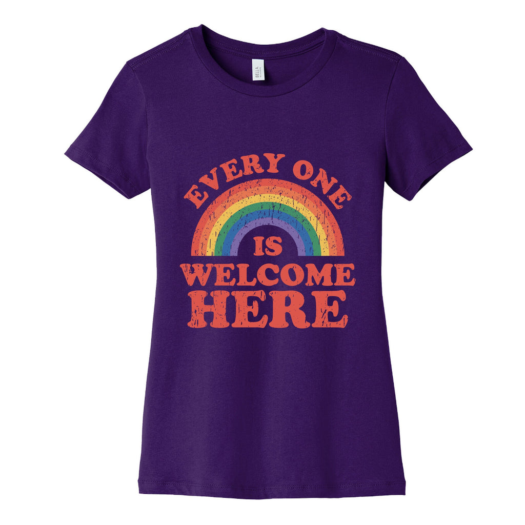 Everyone Is Welcome Here Rainbow Womens Cotton Tee