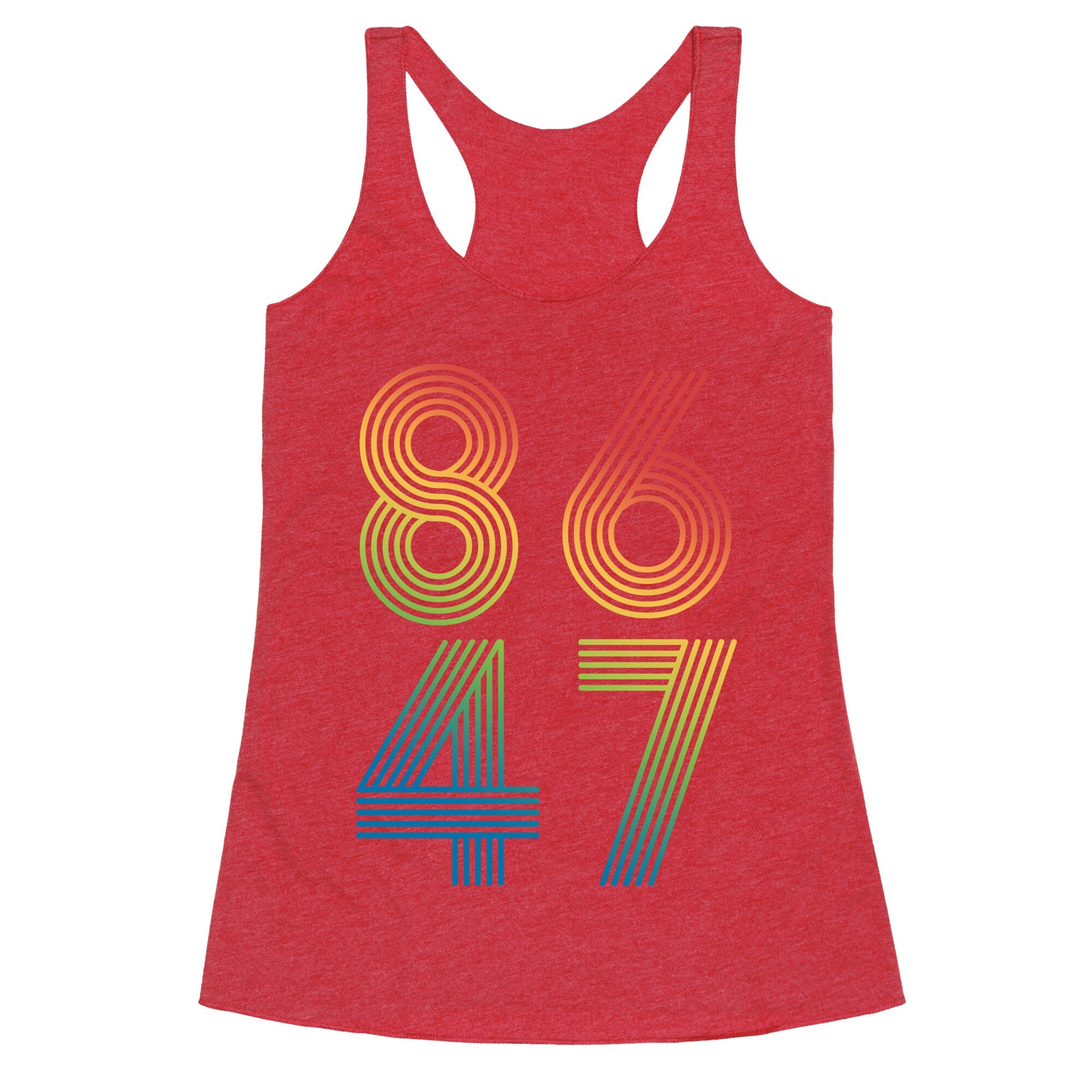 8647 Anti Trump Rainbow Racerback Tank