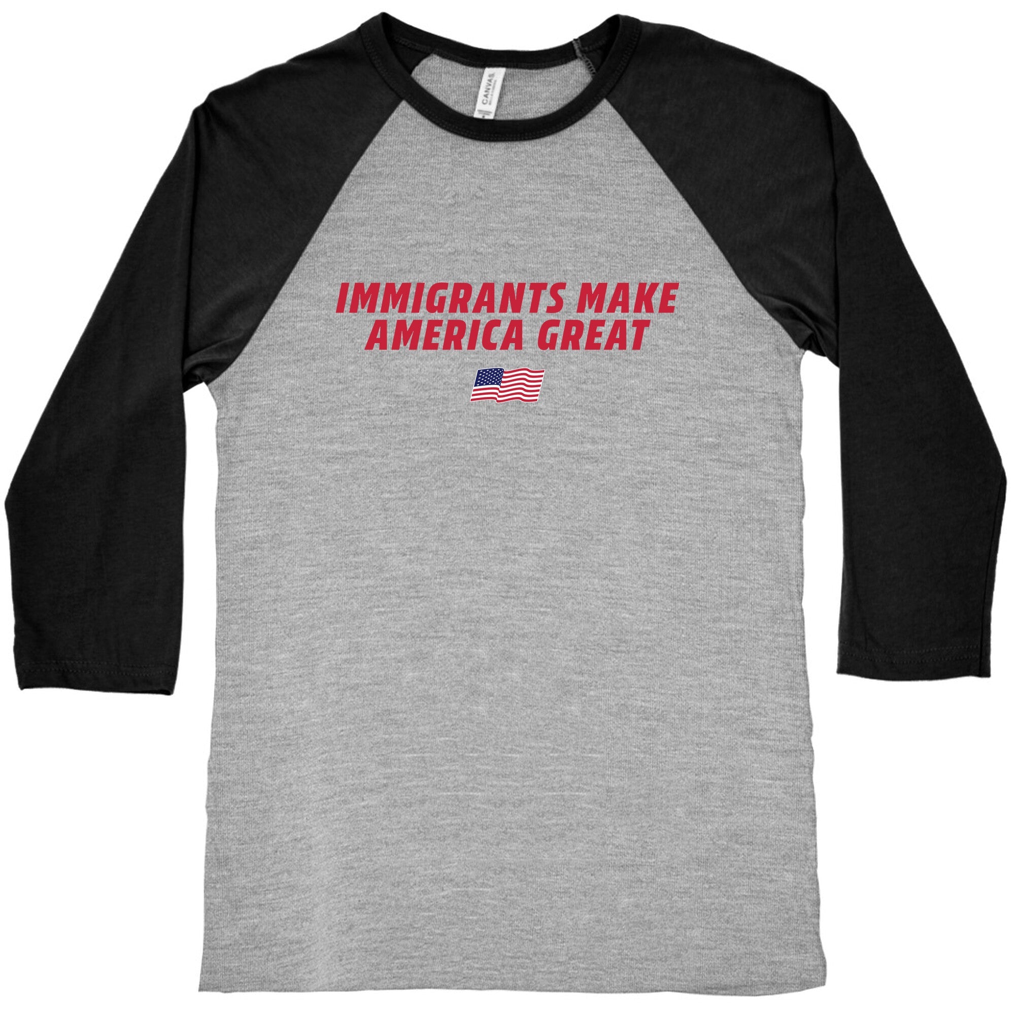 Immigrants Make America Great Flag Baseball Tee