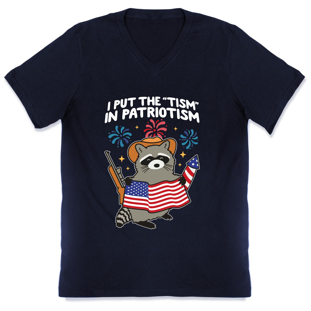 Tism In Patriotism Racoon V-Neck