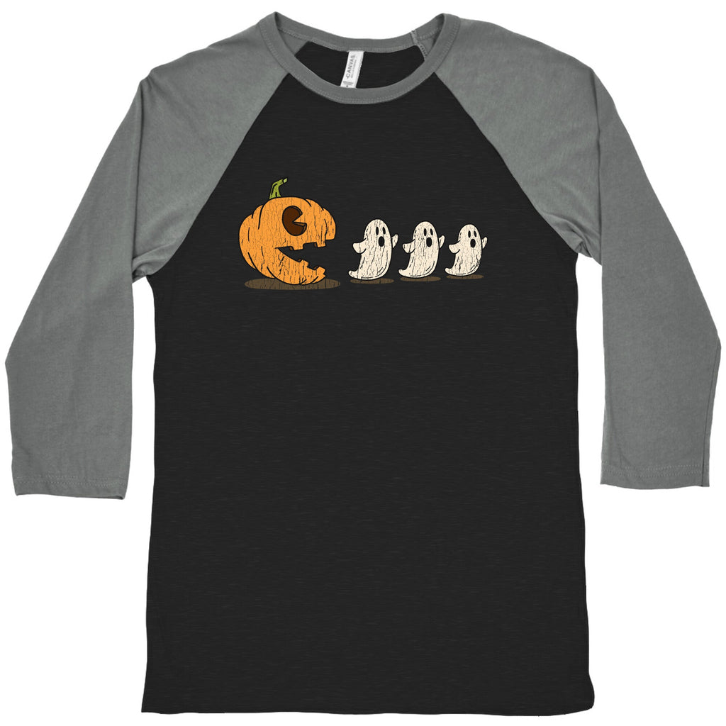 Halloween Pumpkin Ghost Game Baseball Tee