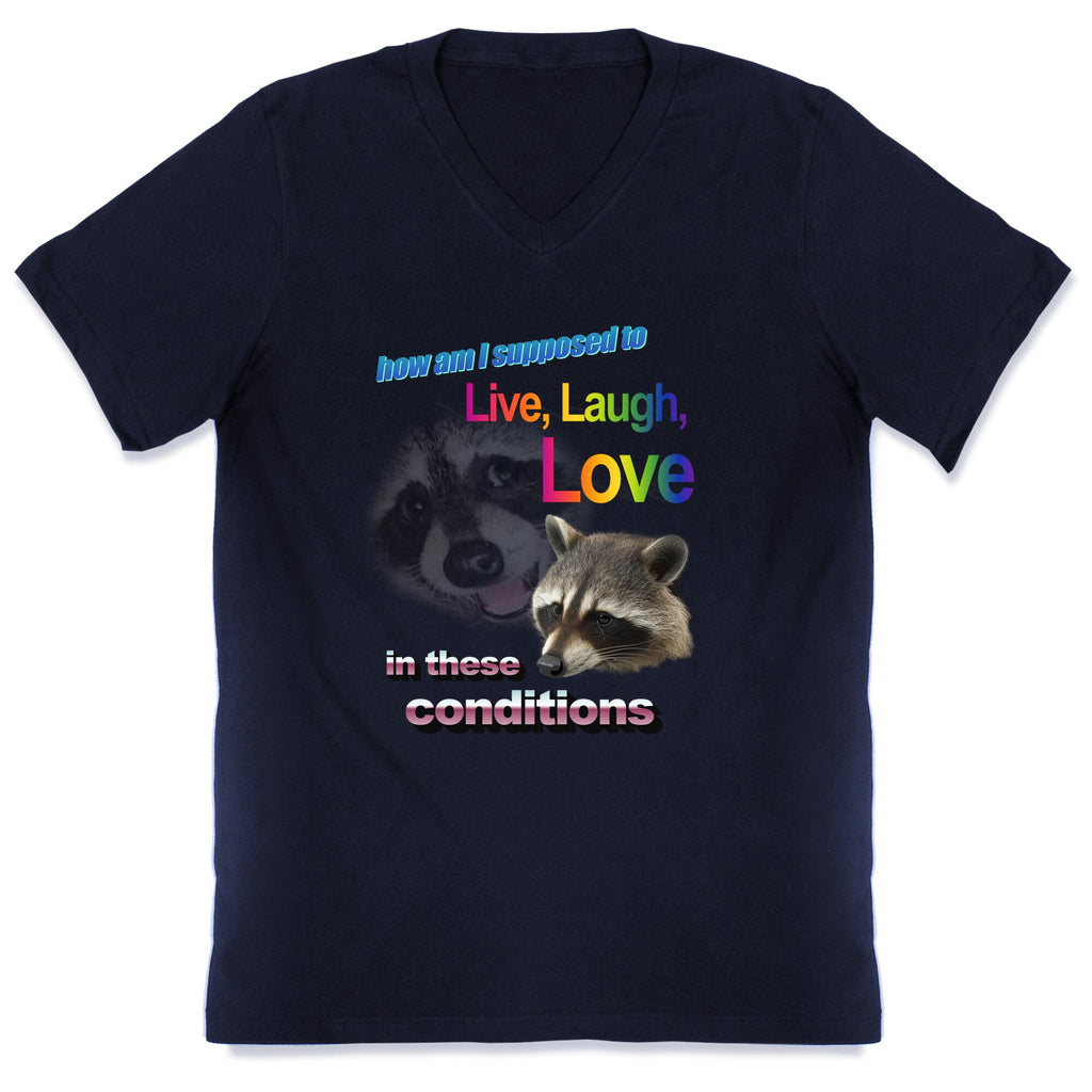 Live Laugh Love Raccoon V-Neck