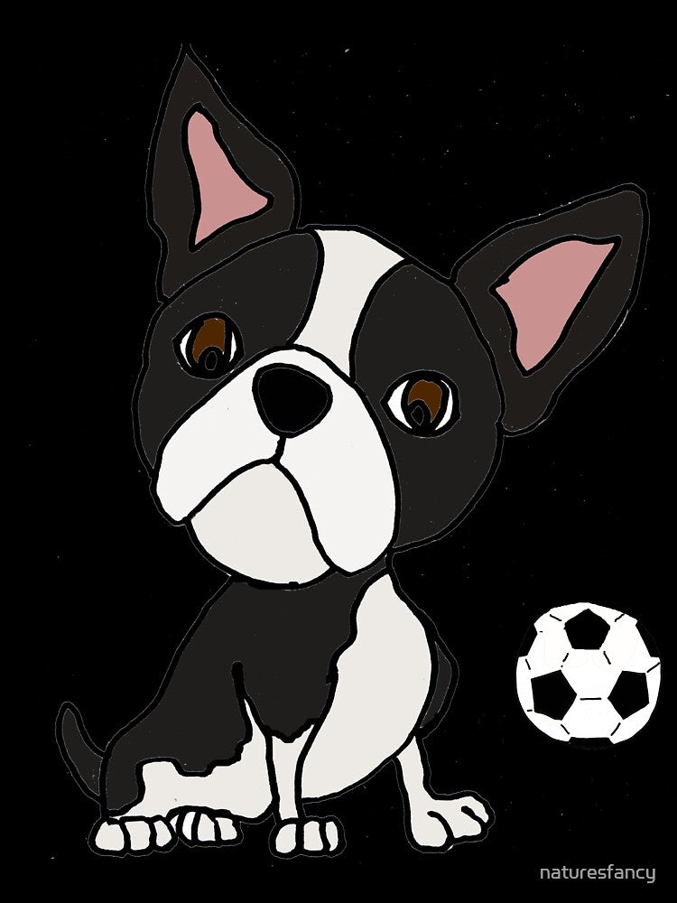 Funny Boston Terrier Dog Playing Soccer by Nature's Fancy