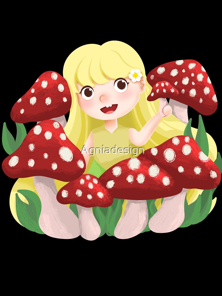little fairy and mushroom illustration by Agniadesign