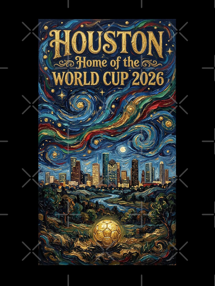 Houston Starry Night Skyline World Cup 2026 Soccer Poster — Van Gogh Fine Art Print by BrickByDream