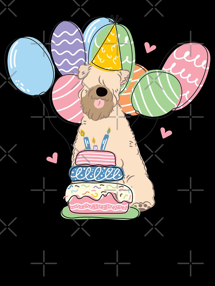 Cream Soft Coated Wheaten Terrier Dog Birthday Party by Lulupainting
